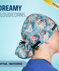 Dreamy Cloudicorns - Scrub Cap - rae & grace - Ponytail - Matching Top