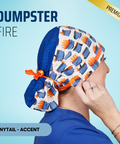 Dumpster Fire - Scrub Cap - rae & grace - Ponytail - Accent Top