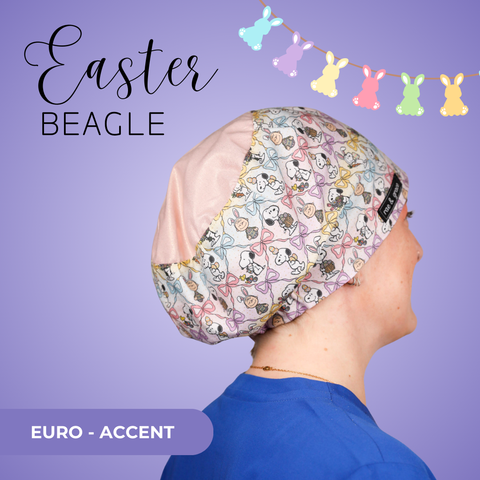 Easter Beagle - Scrub Cap - rae & grace - Euro - Accent Top