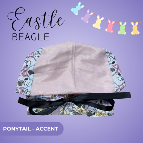 Easter Beagle - Scrub Cap - rae & grace - Ponytail - Accent Top