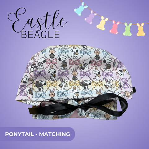 Easter Beagle - Scrub Cap - rae & grace - Ponytail - Matching Top