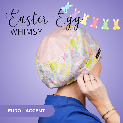 Easter Egg Whimsy - Scrub Cap - rae & grace - Euro - Accent Top