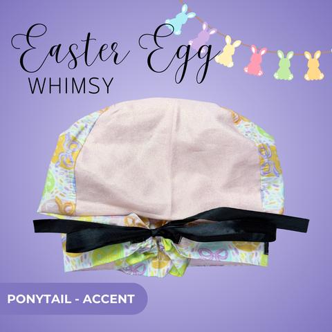 Easter Egg Whimsy - Scrub Cap - rae & grace - Ponytail - Accent Top
