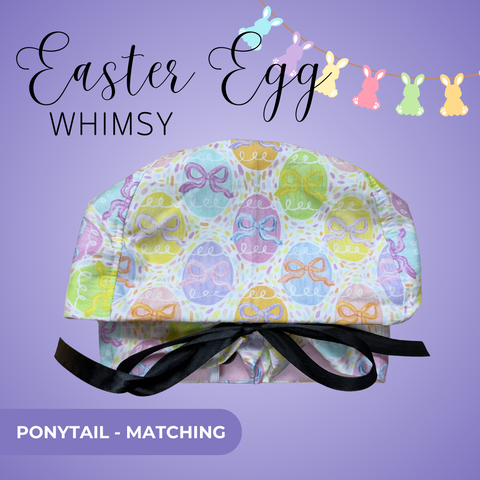 Easter Egg Whimsy - Scrub Cap - rae & grace - Ponytail - Matching Top
