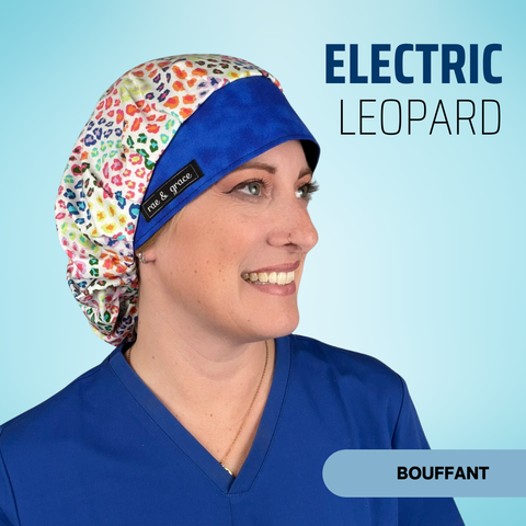 Electric Leopard - Scrub Cap - rae & grace - Bouffant