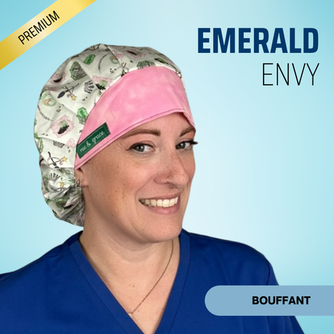 Emerald Envy  - Scrub Cap - rae & grace - Bouffant
