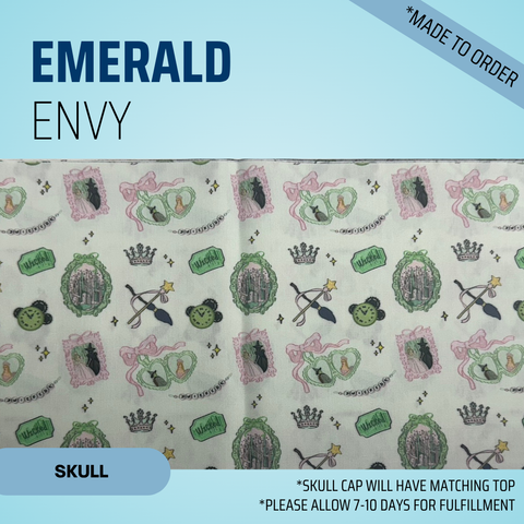 Emerald Envy  - Scrub Cap - rae & grace - Skull Cap - Made to order Please allow 7-10 days for fulfillment.