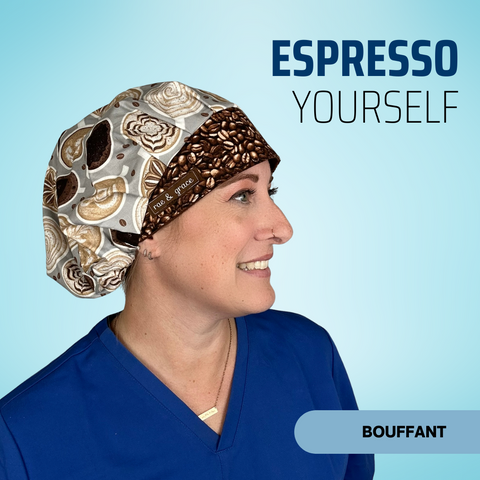 Espresso Yourself  - Scrub Cap - rae & grace - Bouffant