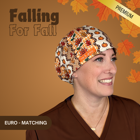 Falling For Fall  - Scrub Cap - rae & grace - Euro - Matching Top
