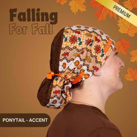 Falling For Fall  - Scrub Cap - rae & grace - Ponytail - Accent Top