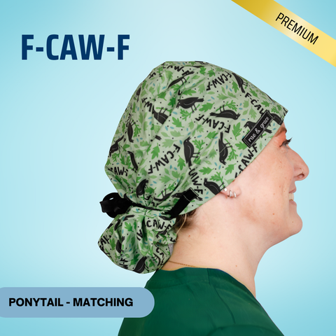 F-Caw-F - Scrub Cap - rae & grace - Ponytail - Matching Top