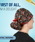 First Of All, I'm A Delight - Scrub Cap - rae & grace - Ponytail - Matching Top