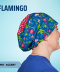 Flamingo - Scrub Cap - rae & grace - Euro - Accent Top
