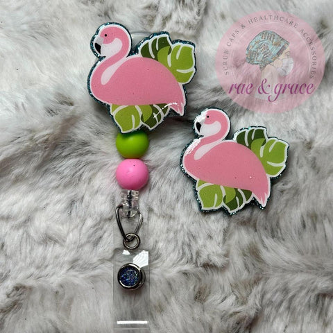 Flamingo on Palm Leaves - Badge Reel