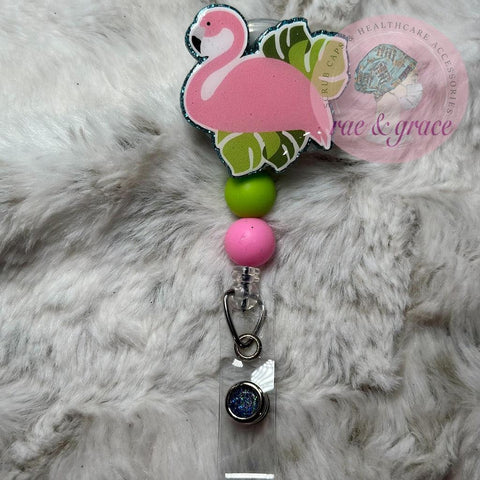 Flamingo on Palm Leaves - Badge Reel