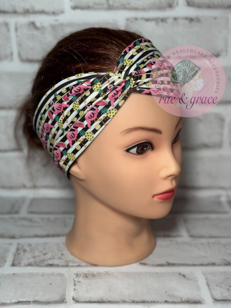 
            
                Load image into Gallery viewer, Flamingos on Stripes - Headband
            
        