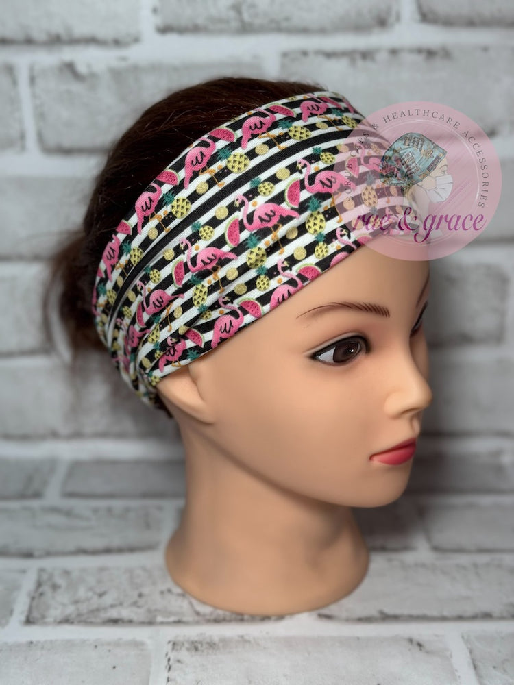 
            
                Load image into Gallery viewer, Flamingos on Stripes - Headband
            
        
