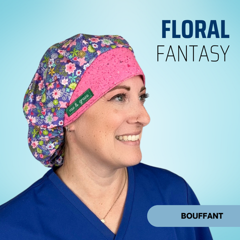 Floral Fantasy - Scrub Cap - rae & grace - Bouffant