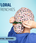Floral Frenchies - Scrub Cap - rae & grace - Ponytail - Matching Top
