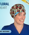 Floral Heart - Scrub Cap - rae & grace - Euro - Matching Top