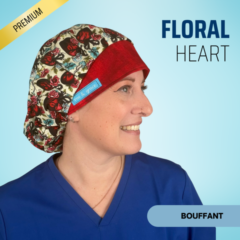 Floral Heart - Scrub Cap - rae & grace - Bouffant