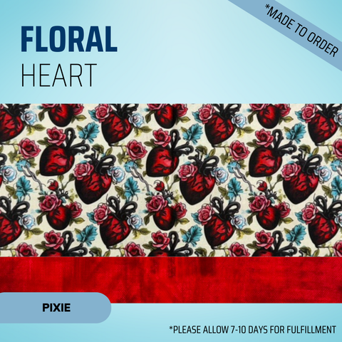 Floral Heart - Scrub Cap - rae & grace - Pixie - *Made to order