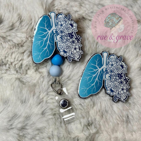 Blue Floral Lungs - Badge Reel