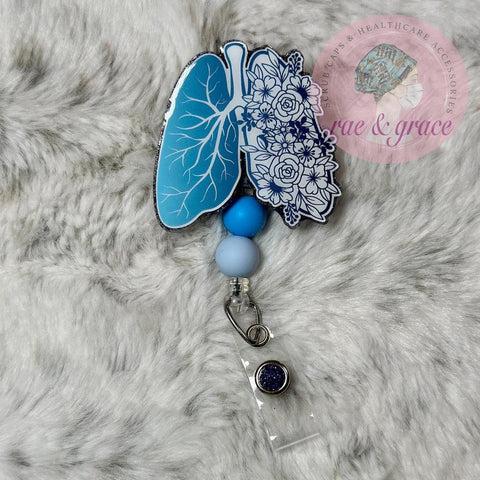 Blue Floral Lungs - Badge Reel