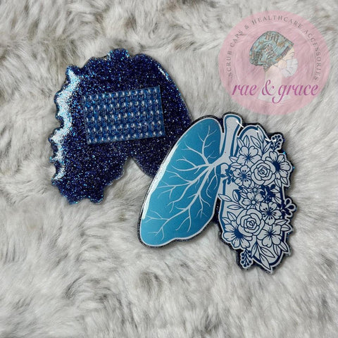 Blue Floral Lungs - Badge Reel