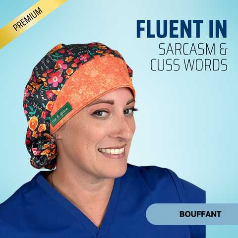 Fluent In Sarcasm Blue - Scrub Cap - rae & grace - Bouffant