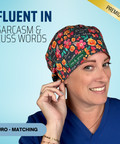 Fluent In Sarcasm Blue - Scrub Cap - rae & grace - Euro - Matching Top