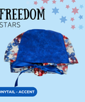 Freedom Stars - Scrub Cap - rae & grace - Ponytail - Accent Top