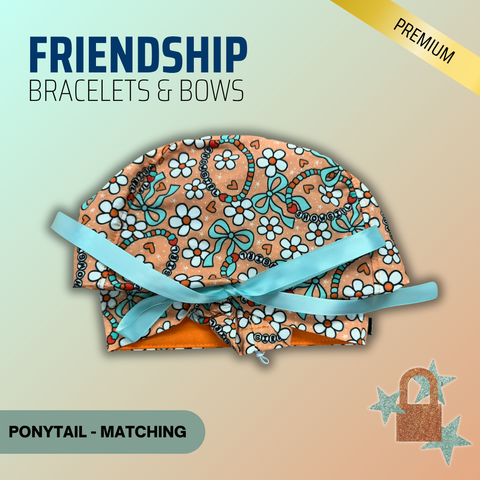Friendship Bracelet - Scrub Cap - rae & grace - Ponytail - Matching Top