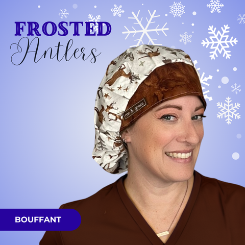 Frosted Antlers - Scrub Cap - rae & grace - Bouffant
