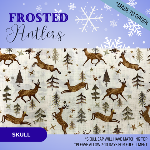 Frosted Antlers - Scrub Cap - rae & grace - Skull Cap - Made to order Please allow 7-10 days for fulfillment.