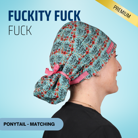 Fuckity Fuck Fuck - Scrub Cap - rae & grace - Ponytail - Matching Top