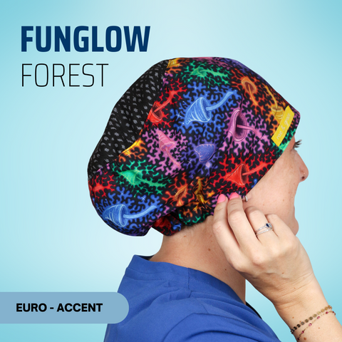 Funglow Forest - Scrub Cap - rae & grace - Euro - Accent Top