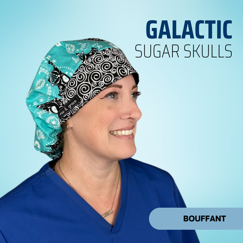 Galactic Sugar Skull  - Scrub Cap - rae & grace - Bouffant
