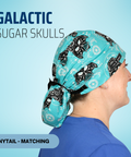 Galactic Sugar Skull  - Scrub Cap - rae & grace - Ponytail - Matching Top
