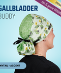 Gallbladder Buddy - Scrub Cap - rae & grace - Ponytail - Accent Top