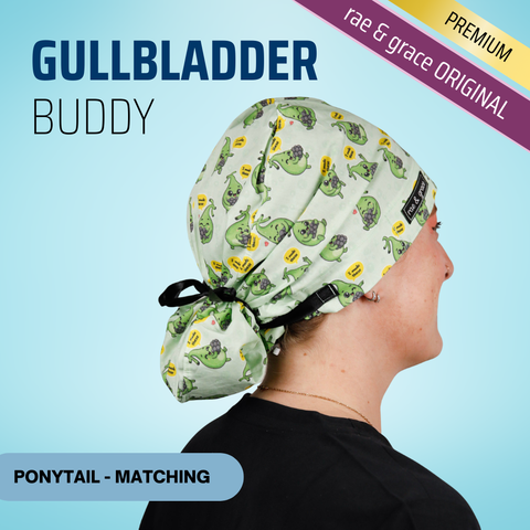 Gallbladder Buddy - Scrub Cap - rae & grace - Ponytail - Matching Top