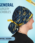 General Surgery Scribbles - Scrub Cap - rae & grace - Ponytail - Accent Top