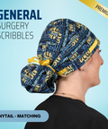 General Surgery Scribbles - Scrub Cap - rae & grace - Ponytail - Matching Top