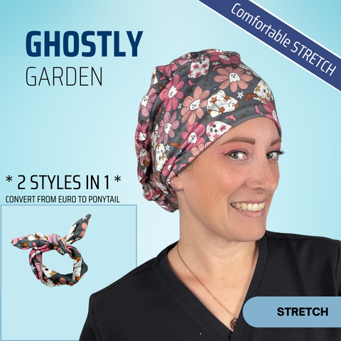 Ghostly Garden - Scrub Cap - rae & grace - Stretch