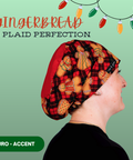 Gingerbread & Plaid Perfection - Scrub Cap - rae & grace - Euro - Accent Top