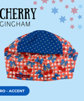 Cherry Gingham - Scrub Cap - rae & grace - Euro - Accent Top