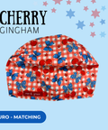 Cherry Gingham - Scrub Cap - rae & grace - Euro - Matching Top