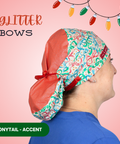 Glitter Bows - Scrub Cap - rae & grace - Ponytail - Accent Top