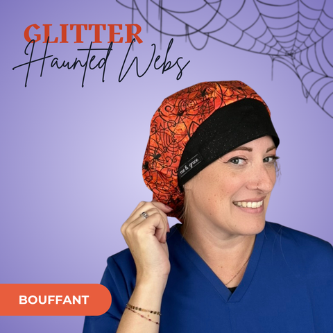 Gitter Haunted Webs - Scrub Cap - rae & grace - Bouffant