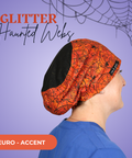 Gitter Haunted Webs - Scrub Cap - rae & grace - Euro - Accent Top